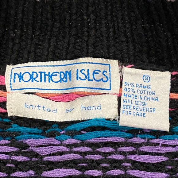 Vintage Northern Isles HandKnitted Cardigan Women’s Size S Rainbow Retro Sweater - Picture 5 of 16